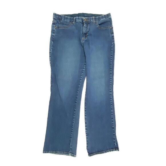 Lee Bootcut Back Flap Pockets Women's size 14 Dark Wash Blue Denim Jeans - Picture 1 of 3